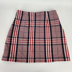 Forever 21 Red White Blue Check Plaid Mini Skirt Lined SIze Small Preppy y2k
